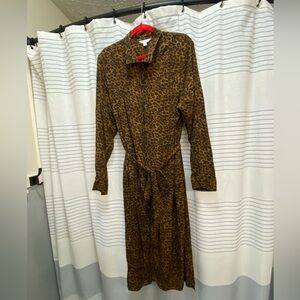 Leopard Print Long Sleeve Dress